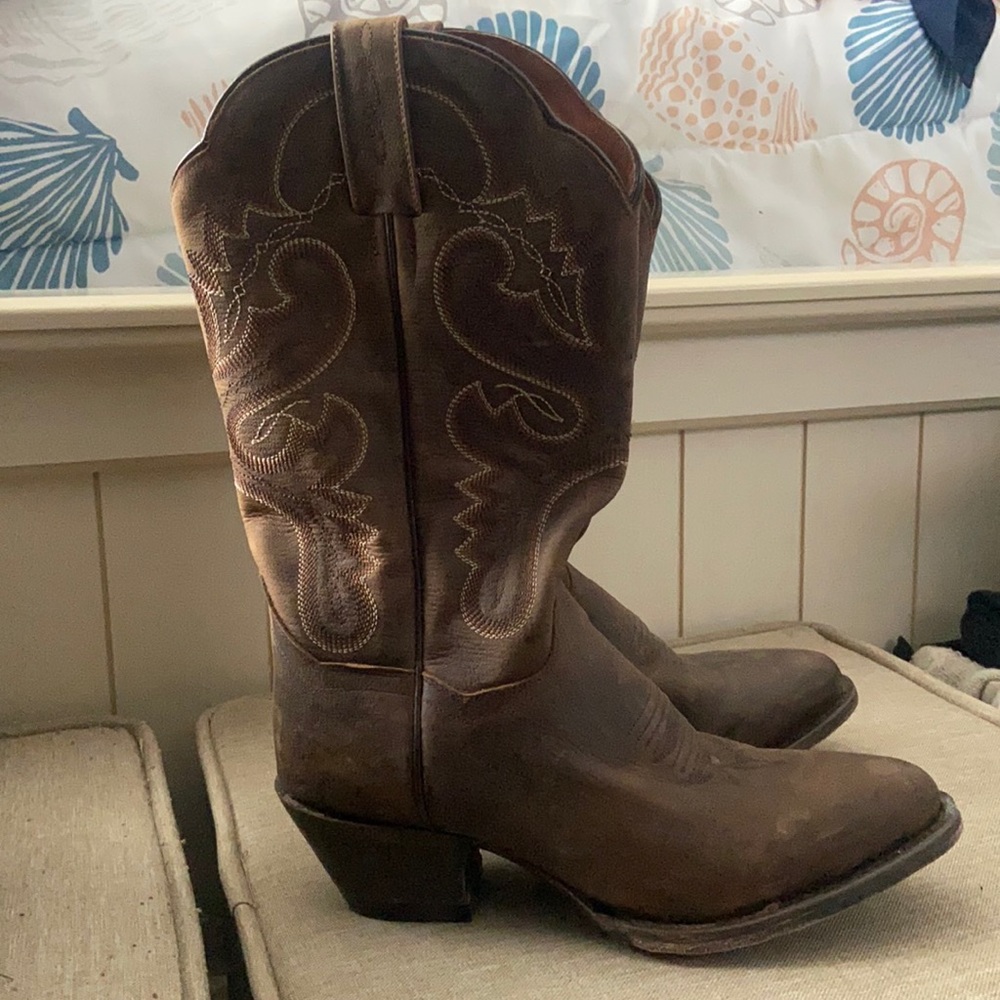 Dan post brown shin high brown cowboy boots